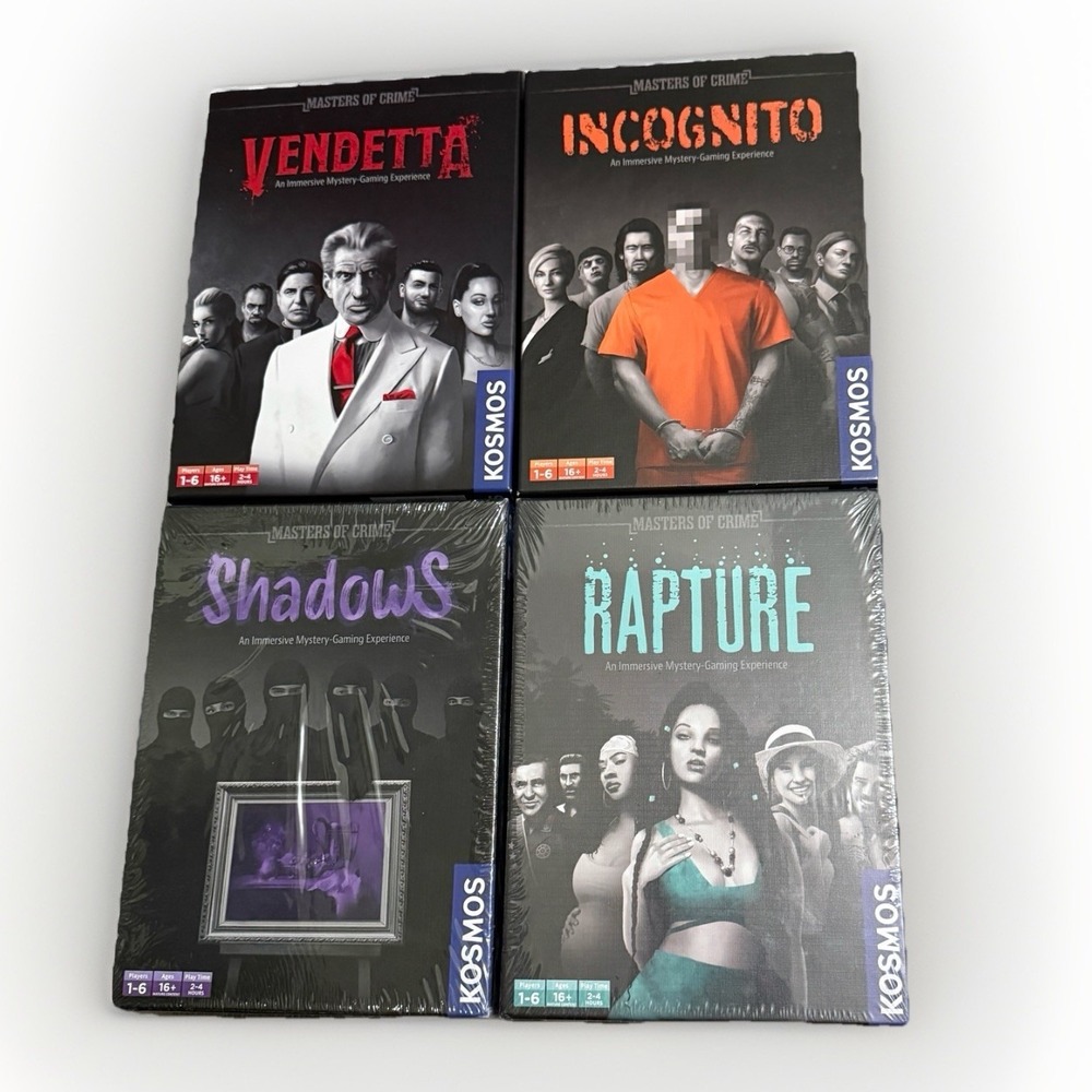 Lot Of 4 Masters of Crime INCOGNITO + VENDETTA + RAPTURE + SHADOWS Mystery Games